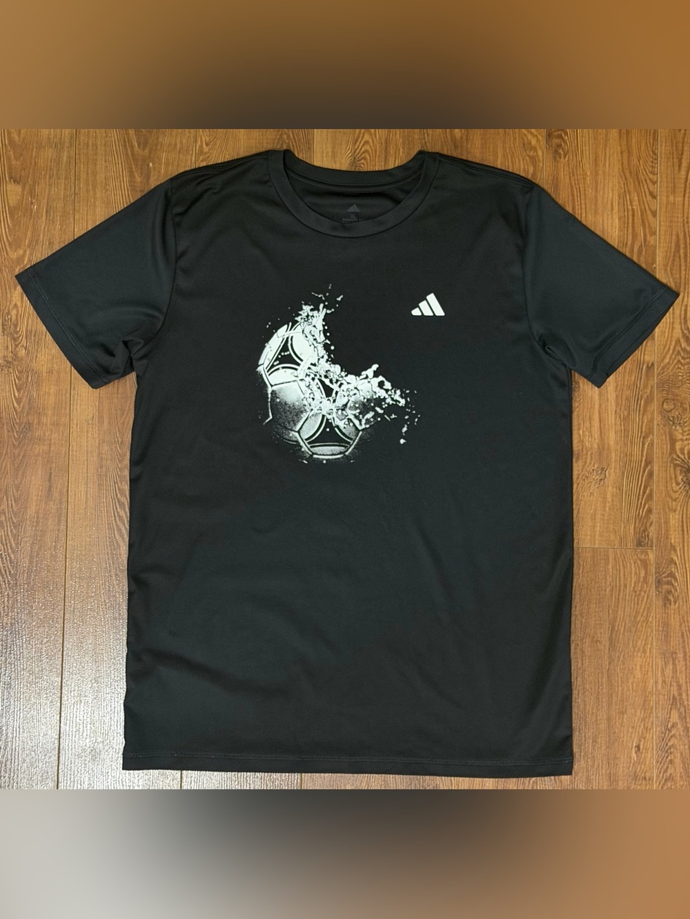 Adidas Black Short Sleeve Graphic Athletic Shirt - Boys - Size XL (18/20)
